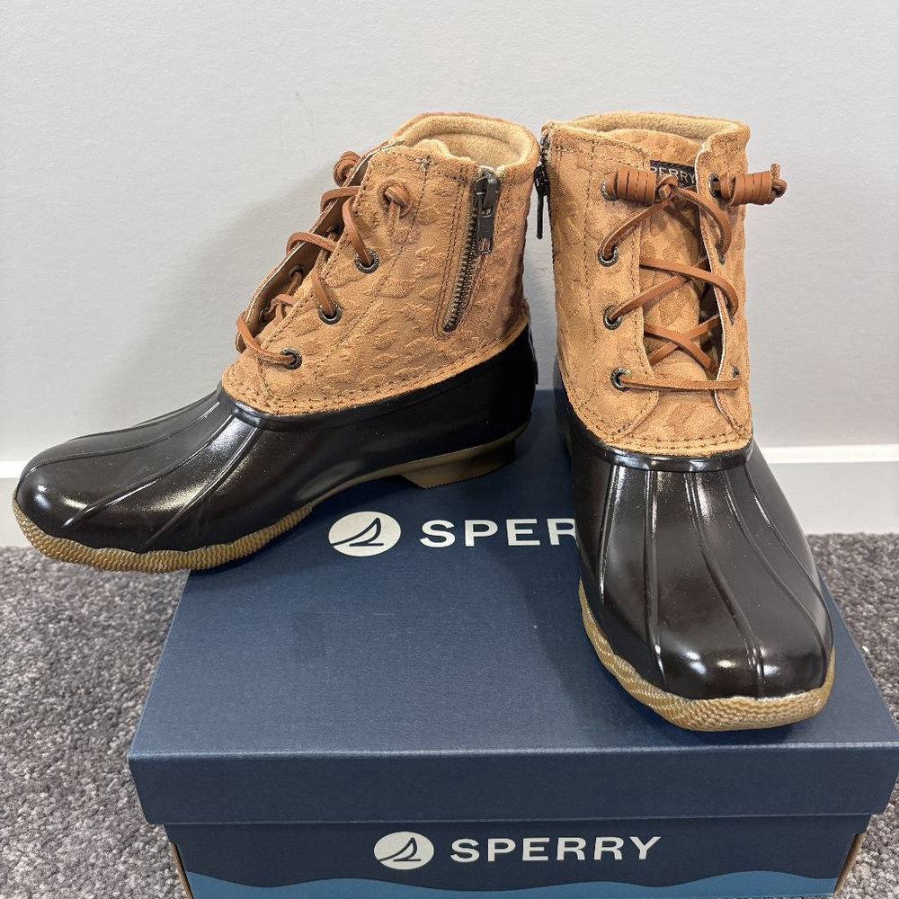 Sperry Women's 7M Beige Saltwater Waterproof Duck Boots NIB - Picture 7 of 13